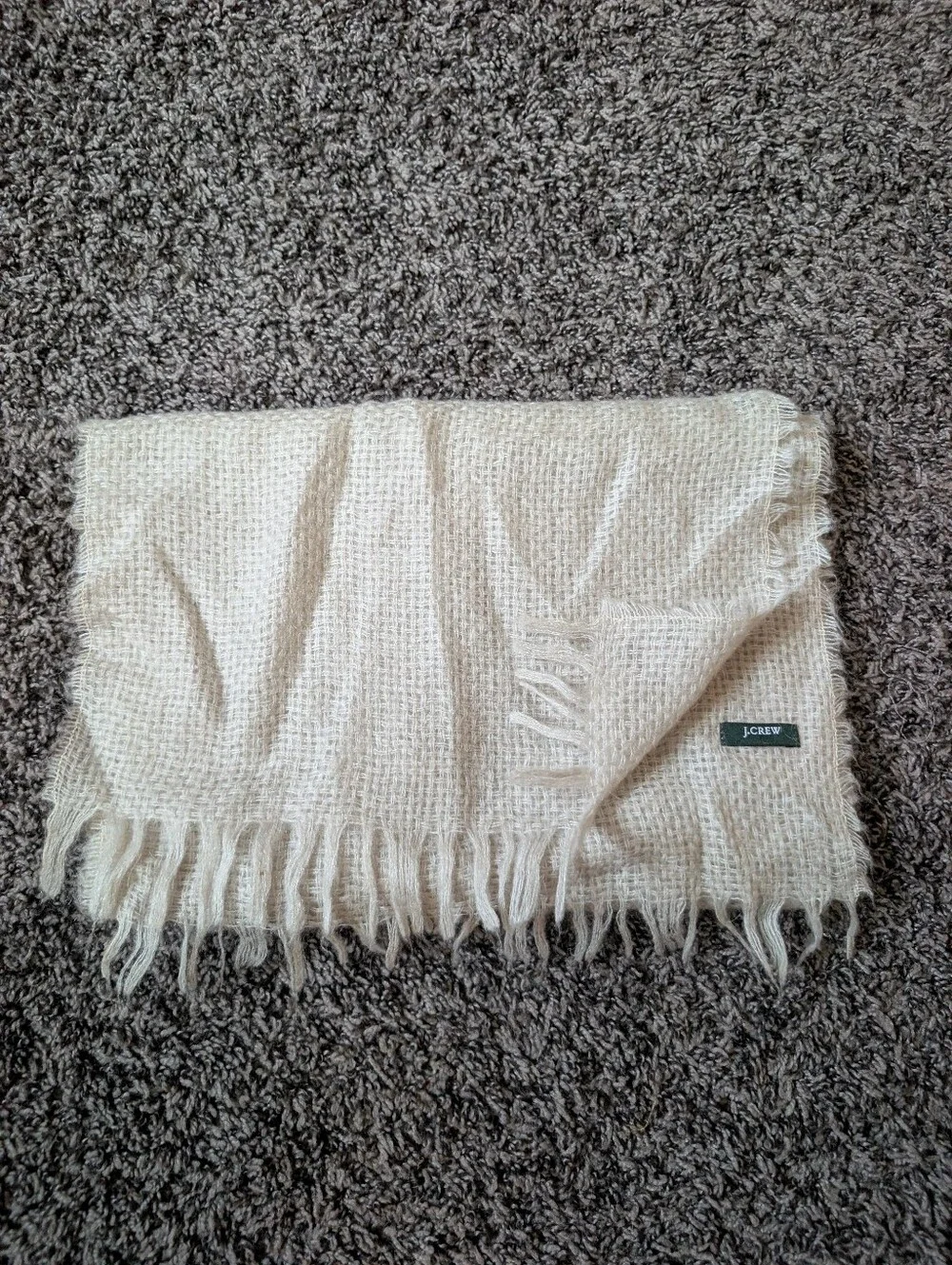 J. Crew Cream Woven Fringe Scarf